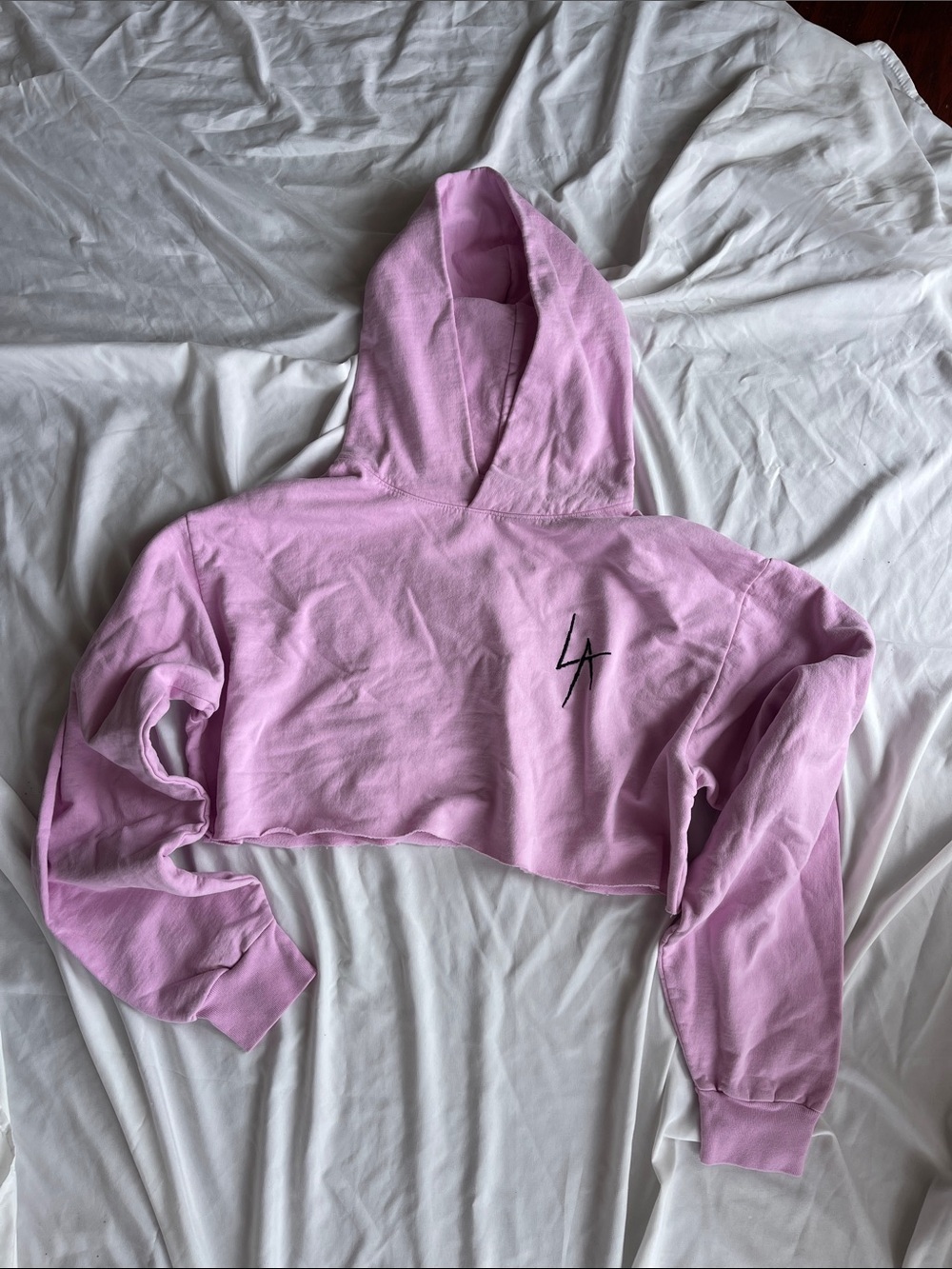 Local Authority cropped  Pink Hoodie with LA logo women’s large Maxfields